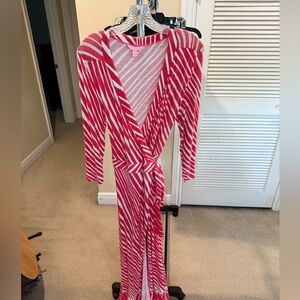 Lilly Pulitzer Vibrant Orange and White Maxi Wrap Dress